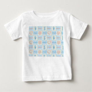 T-shirt Pour Bébé motif sans couture bleu et terracotta de style ama