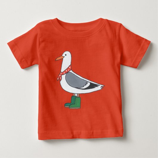 T-shirt Pour Bébé Mouette mâle - Écharpe et bottes (Devant)