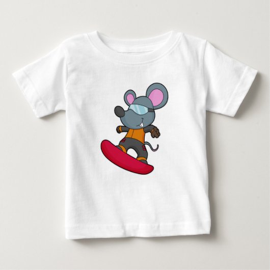 T-shirt Pour Bébé Mouse as Snowboarder (Devant)