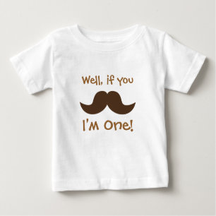 T-shirt Pour Bébé Moustache mignonne, j'ai une ans, le premier