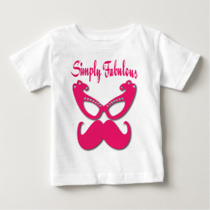 T-shirt Pour Bébé Moustache rose et lunettes roses Simply Fabulous