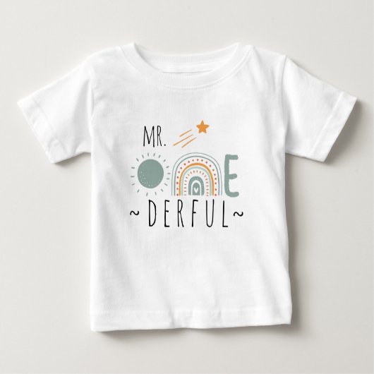T-shirt Pour Bébé MR Onederful Bohème Arc-en-ciel Garçon Premier Ann (Devant)