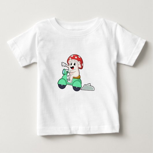 T-shirt Pour Bébé Mushroom as Biker with Scooter.PNG (Devant)
