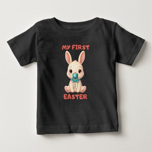 T-shirt Pour Bébé My First Easter – Cute baby bunny with pacifier (Devant)