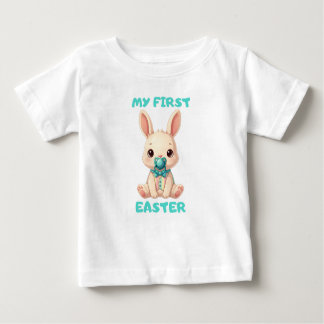 T-shirt Pour Bébé My First Easter – Cute baby bunny with pacifier
