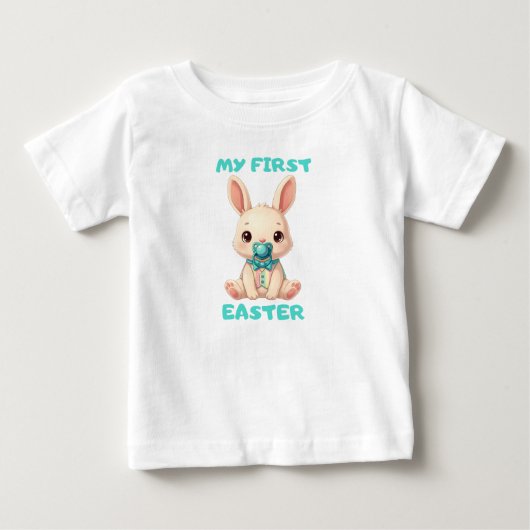 T-shirt Pour Bébé My First Easter – Cute baby bunny with pacifier (Devant)