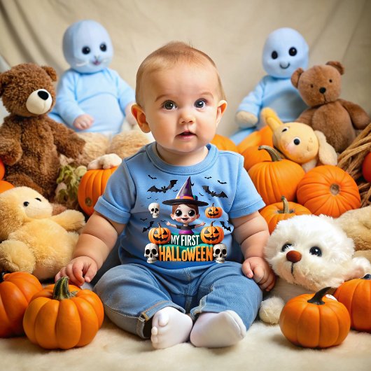 T-shirt Pour Bébé My first Halloween: Scares and laughter!