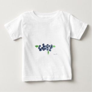 T-shirt Pour Bébé Myrtilles fruits cuisine aquarelle nourriture rust