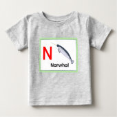 T-shirt Pour Bébé N est pour Narwhal (Devant)