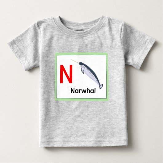 T-shirt Pour Bébé N est pour Narwhal (Devant)