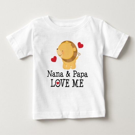 T-shirt Pour Bébé Nana et Papa m'aiment le lion (Devant)