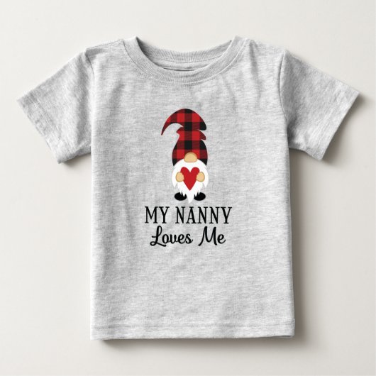T-shirt Pour Bébé Nanny Loves Me Buffalo Plaid Gnome (Devant)