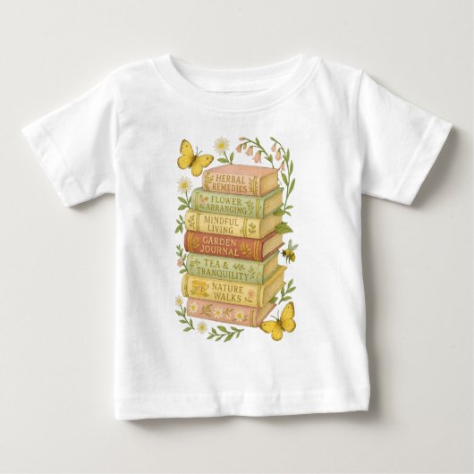 T-shirt Pour Bébé Nature et livre Lover Botanique Stack (Devant)