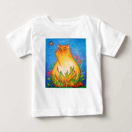 T-shirt Pour Bébé Naughty Orange Chat dans la nature (Devant)
