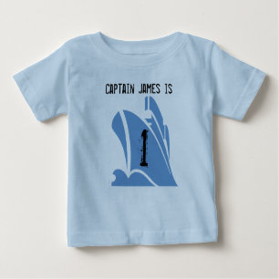 T-shirt Pour Bébé Navire Capitaine Personnalisable 1er Anniversaire 