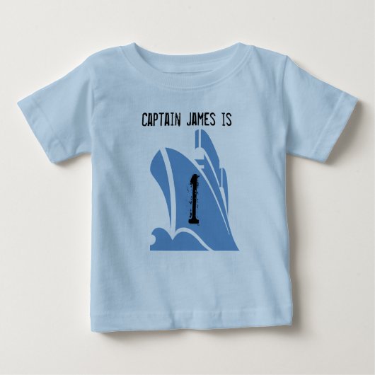 T-shirt Pour Bébé Navire Capitaine Personnalisable 1er Anniversaire  (Devant)