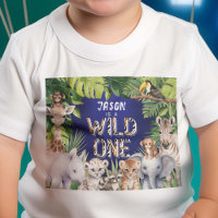 Navy Wild one, Jungle Safari Animaux, Bébé garçon 