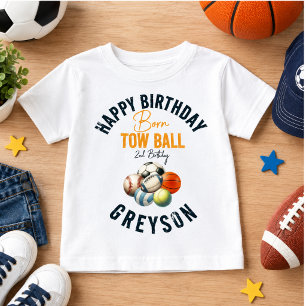 T-shirt Pour Bébé Né 2 Ball Sport Thématique Garçon 2e fête d'annive