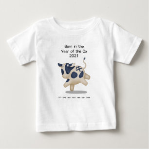 T-shirt Pour Bébé Né dans l'année de l'Ox 2021 Zodiac Sign Cute
