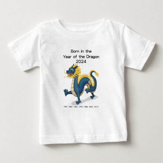T-shirt Pour Bébé Né dans l'année du Dragon 2024 Zodiac chinois (Devant)