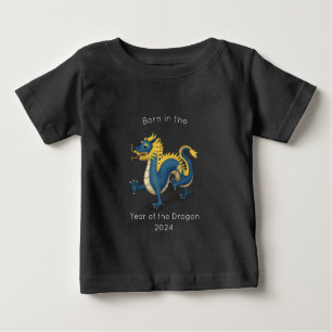 T-shirt Pour Bébé Né dans l'année du Dragon Noir