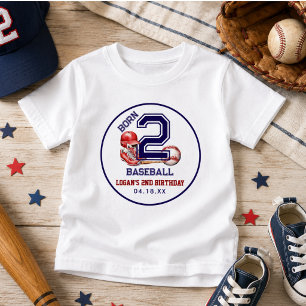 T-shirt Pour Bébé Né pour le Baseball Thème de sport pour le 2e an