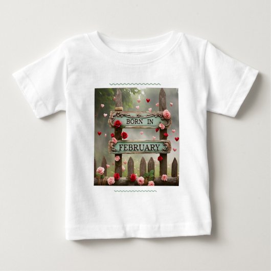 T-SHIRT POUR BÉBÉ " NÉE EN FÉVRIER " (Devant)