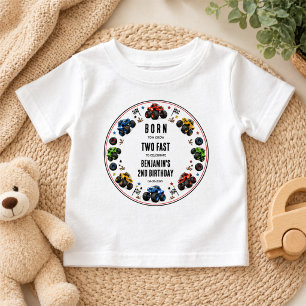 T-shirt Pour Bébé Nés pour grandir Deux monstres camions rapides 2e