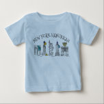 T-shirt Pour Bébé New York City Hanoukka NYC Fête juive Chanukah<br><div class="desc">Il présente une illustration originale de stylo et d'encre d'une rangée de monuments classiques de New York, "habillés" pour la saison des fêtes. Idéal pour tous ceux qui vivent ou aiment NYC ! Cette conception est également disponible sur d'autres produits. De nombreuses impressions alimentaires supplémentaires sont également disponibles dans cette...</div>