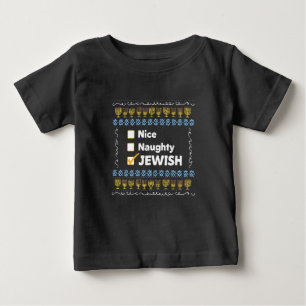 T-shirt Pour Bébé Nice Naughty Juif Hanoukka Ugly Sweater