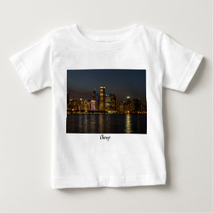 T-shirt Pour Bébé Night Skyline Chicago Pano
