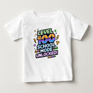 T-shirt Pour Bébé Niveau 100 Mode École Débloqué 100ème Jour d'École