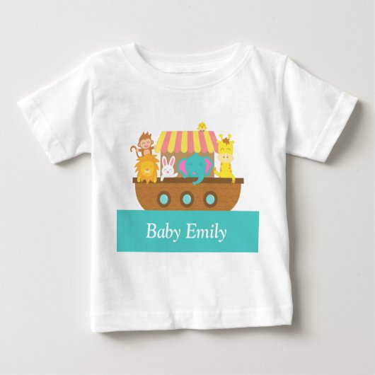 T-shirt Pour Bébé Noah's Ark, de mignons animaux pour bébé garçon ou (Devant)