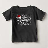 T-shirt Pour Bébé Noël Croire Père Noël - Noir de chapeau de Père No (Devant)