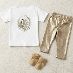 T-shirt Pour Bébé Noël de la nativité en argent et or