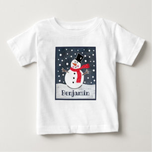 T-shirt Pour Bébé Noël de Snowman personnalisé