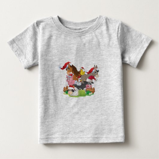 T-shirt Pour Bébé Noël des animaux de ferme (Devant)