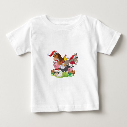 T-shirt Pour Bébé Noël des animaux de ferme (Devant)