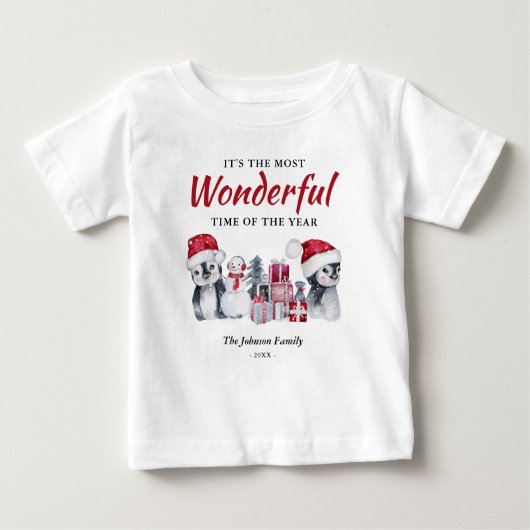 T-shirt Pour Bébé Noël d'hiver Thème (Devant)