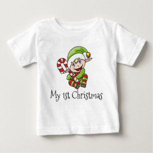 T-shirt Pour Bébé Noël du bébé d'Elf de Noël mon premier