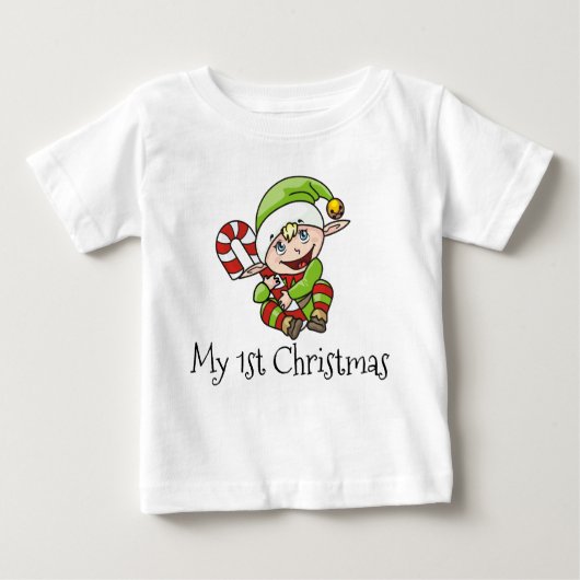 T-shirt Pour Bébé Noël du bébé d'Elf de Noël mon premier (Devant)