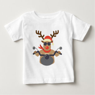 T-shirt Pour Bébé Noël Funny Rudolf Moto