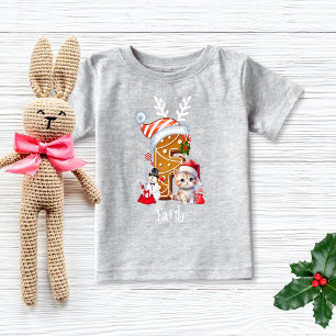 T-shirt Pour Bébé Noël Nom de famille Pain d'épices Lettre F Fille