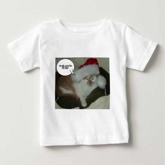 T-shirt Pour Bébé Noël Orange Tabby Chat Humbug (Devant)