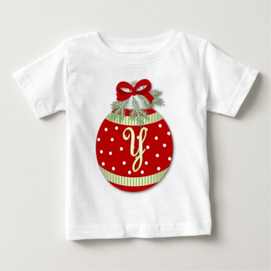 T-SHIRT POUR BÉBÉ NOËL ORNEMENT INITIAL O (Devant)