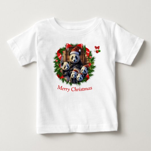 T-shirt Pour Bébé Noël Ours Panda (Devant)