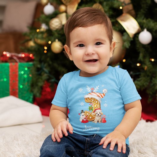 T-shirt Pour Bébé Noël Père Noël Gingerpain Alphabet J Boy