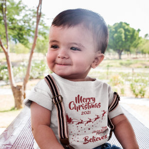 T-shirt Pour Bébé Noël Père Noël rennes de traîneau famille de vacan