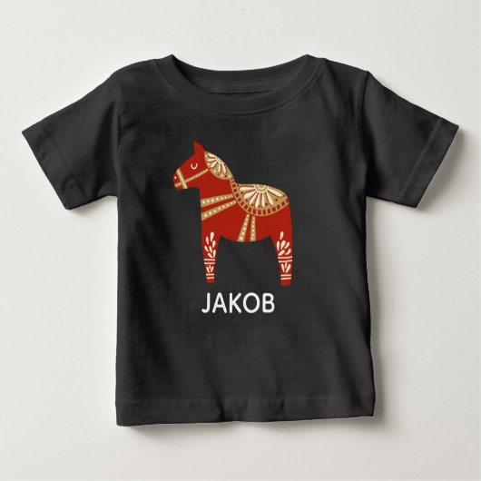 T-shirt Pour Bébé Noël personnalisé du Dala Horse (Devant)