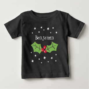 T-shirt Pour Bébé Noël personnalisé Holly & Berries